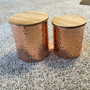 Uncommon James Copper Nesting Canisters w/Wood lids, EUC